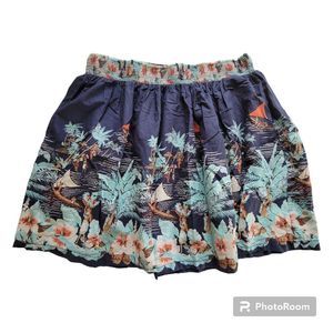 Tommy Hilfiger Skirt XL Women Pleated Hawaiian Aloha Floral Pockets Hula Girl